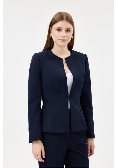 Velnara Moda Lacivert Klasik Kadın Takım Elbise-sıfır Yaka Ceket & İspanyol Paça Pantolon Lacivert - 927017052 Lacivert