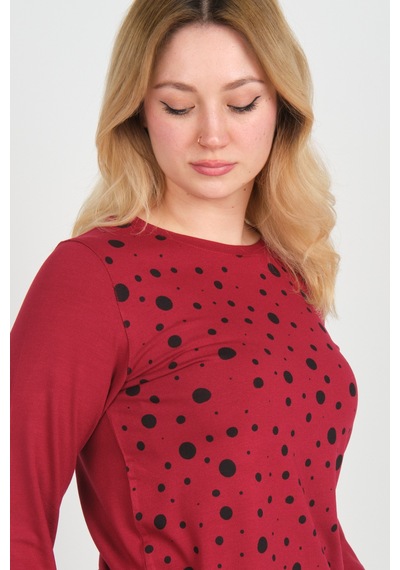Sistas Kadın Uzun Kollu Puanlı Bisiklet Yaka Bluz 24583 Bordo Bordo