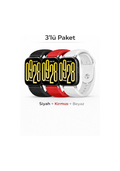 Xiaomi Redmi Watch 5 Active / Watch 5 Lite Uyumlu 3'lü Yumuşak Soft Yüksek Kalite Spor Kordon