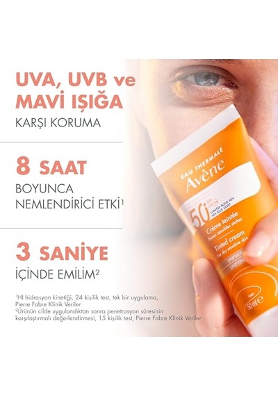 Creme Teintee Spf 50 Renkli Güneş Koruma Kremi Kuru Ve Hassas Ciltler 50 Ml
