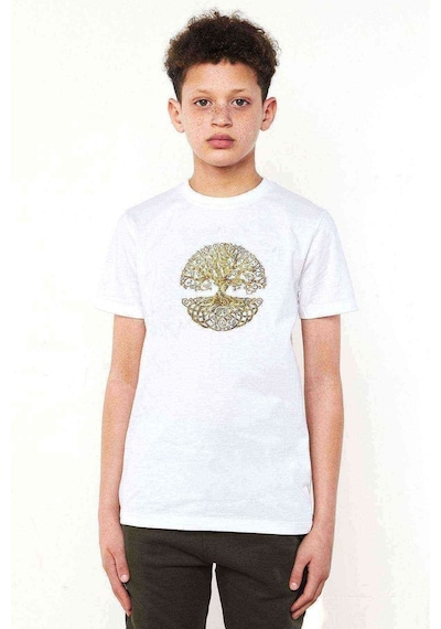 Tshirthane Silhouette Celtic Tree Baskılı Unisex Çocuk Beyaz T-Shirt