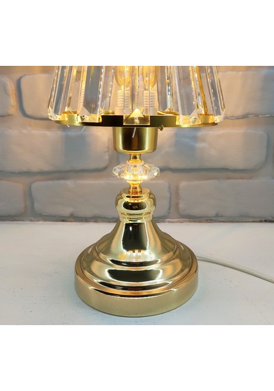 Modern Gold Mini Metal Ayak Kristal Taşlı Kristal Şapkalı Abajur Gold