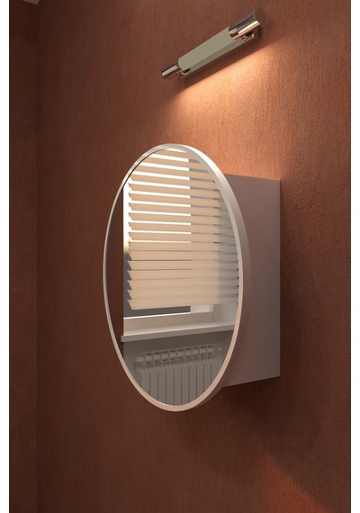 Oval Aynalı Banyo Dolabı Modern Duvar Tipi Banyo Dolabı Beyaz