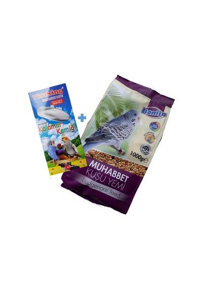 Muhabbet Kuşu Menu Kuş Yemi 1 KG + Kalsiyum Deposu Kalamar Kemiği