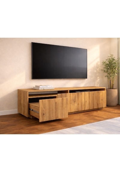 Hilal Modern Ahşap Desenli Tv Ünitesi Atlantik Çam