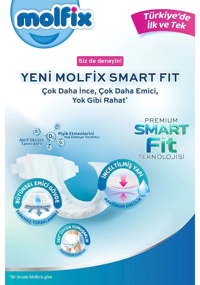 Molfix Premium Smart Fit Bebek Bezi 6 Beden 15+ Kg Extra Large 6 Numara