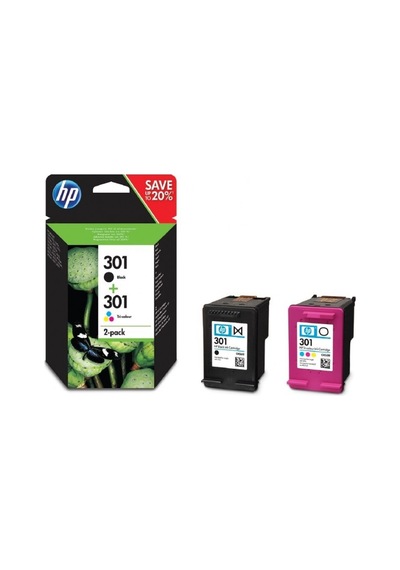 HP N9J72AE (301) SIYAH/UC RENKLI 2 LI PAKET MUREKKEP KAR