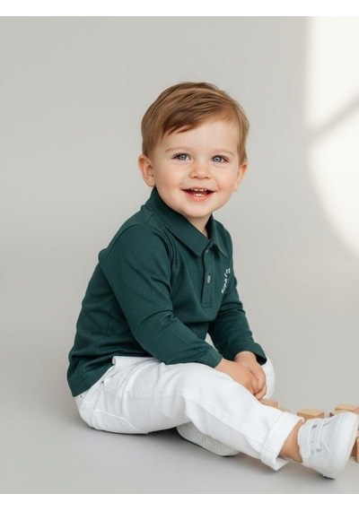 Zekids Erkek Bebek Zürafa Baskılı Uzun Kollu T-shirt-16938 Yeşil