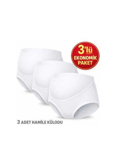 Yüksek Bel Hamile Külodu 3 Lü Set Karma Renk Siyah/beyaz/ten Beyaz