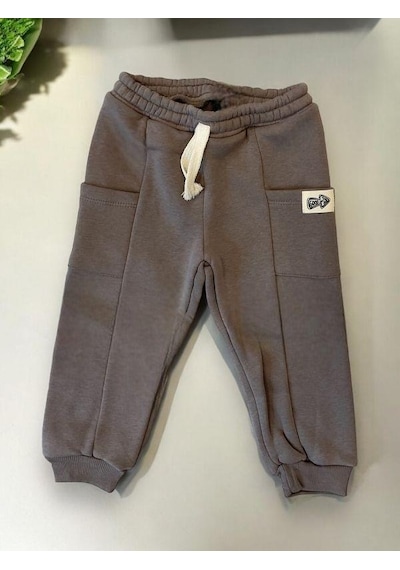 Zekids Çocuk 3 İplik Şardonlu Eşofman Alt-14209 Vizon