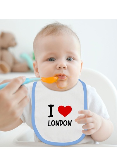 BK Kids I Love London Tasarımlı Mavi Bebek Mama Önlüğü - Model 1