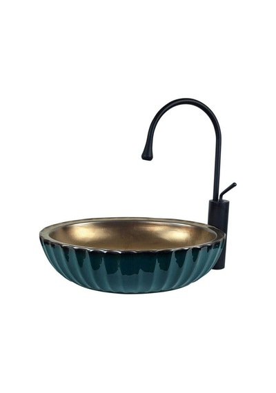 Yeşil Bronz Tezgah Üstü Çanak Lavabo Renkli
