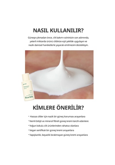 Mineral Filtreli, Nemli Bitişli Güneş Kremi Goodal Vegan Rice Milk Moisturizing Sun Cream Spf50+