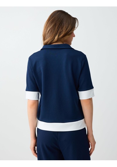 Jimmy Key Jimmy Key Lacivert Polo Yaka Truvakar Kol Modal Örme Bluz 6sw037204494