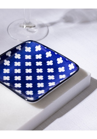 Reve Bleu Raye Kare Tabak - 12 Cm - Mavi/beyaz 8684427225615 Çok Renkli