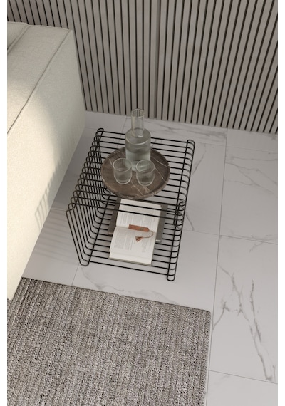 Miami Minimalist Metal Tel Kare Yan Sehpa Modern Küp Yan Sehpa & Modüler Kitaplık Dergilik Siyah