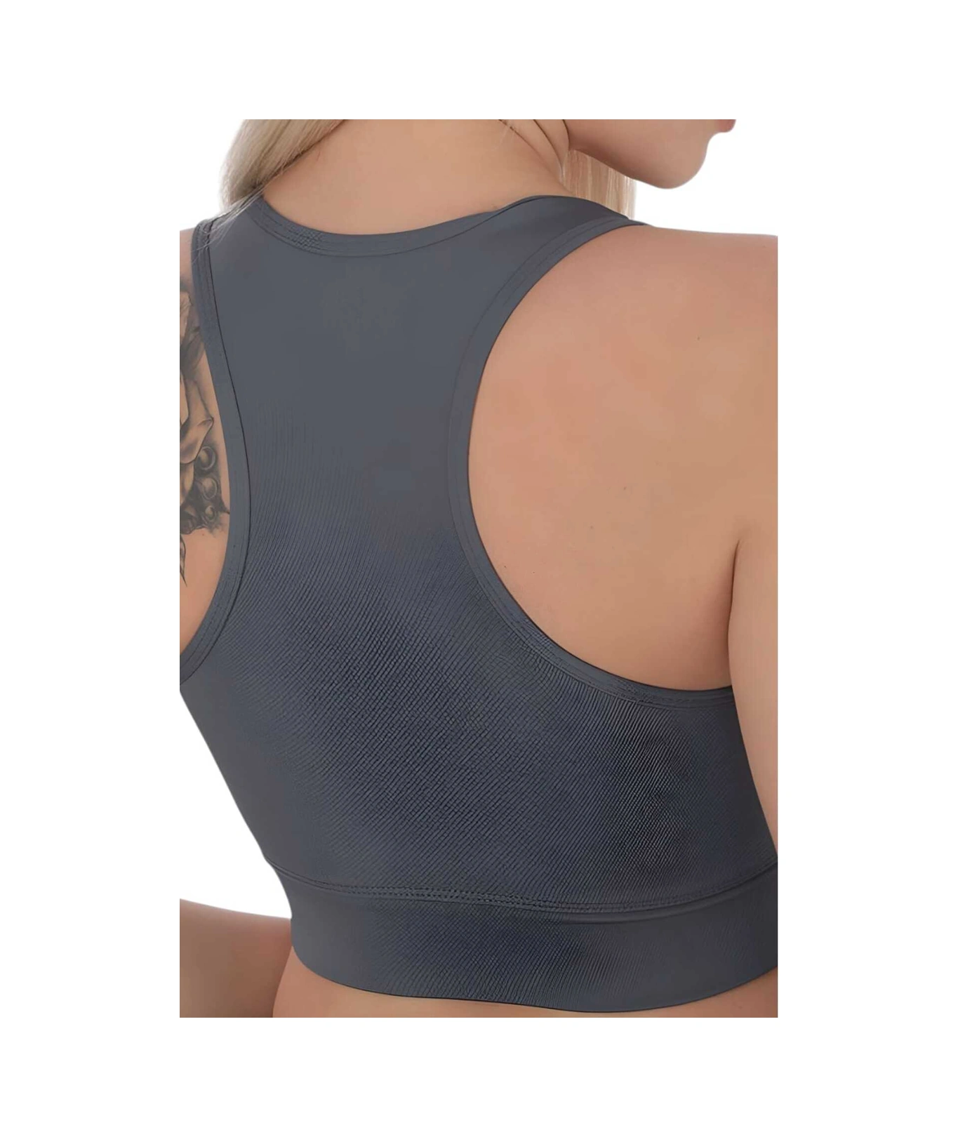 Tezzgelsin Kadın Fermuarlı Sporcu Crop Kadın Büstiyer Füme
