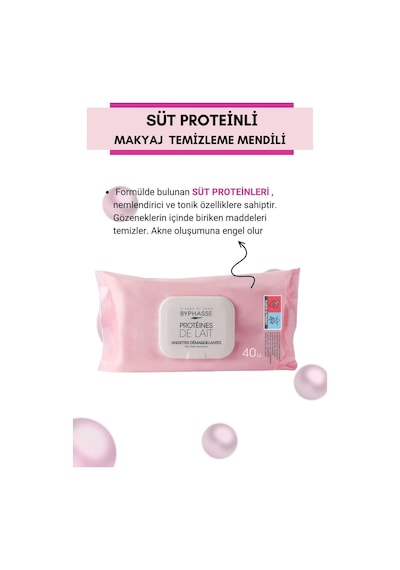 Byphasse Süt Proteinli Makyaj Temizleme Mendili Tüm Ciltler 40'lı
