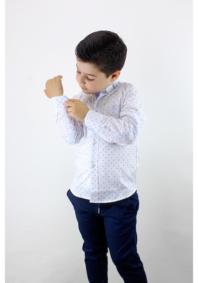 Doctor Junior Erkek Çocuk Desenli Uzun Kol Spor Gömlek Mavi