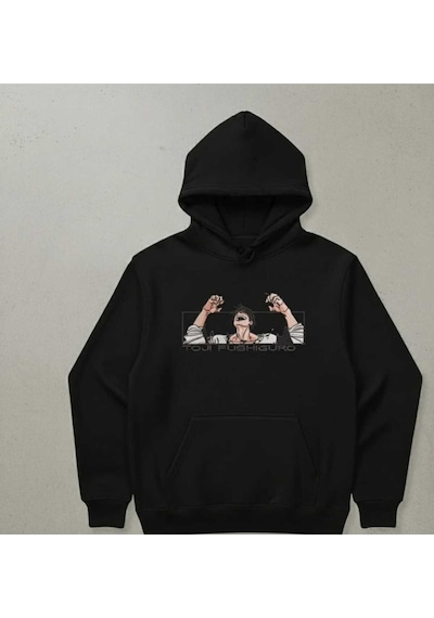 Hunors Sportswear & Company Tojı Bakılı Unisex Model Pamuklu Kapüşonlu Sweatshirt SIYAH