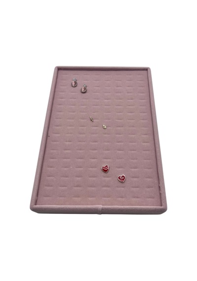 Süet Kumaş Pembe Renk 24/17 Cm Batırmalı Piercing - Küpe Tablası
