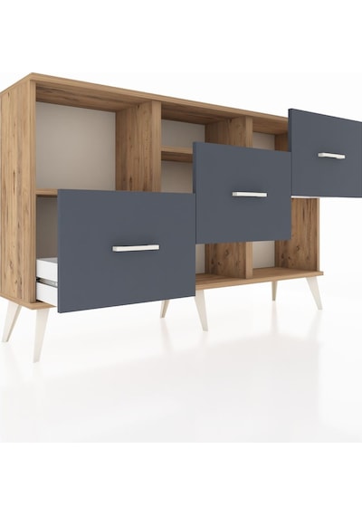 Arges Konsol 2 Raflı 3 Çekmeceli 132x30x83 Çam-çam/antrasit Çam/antrasit Arges Konsol 2 Raflı 3 Çekmeceli 132x30x83 Çam-çam/antrasit Çam/antrasit