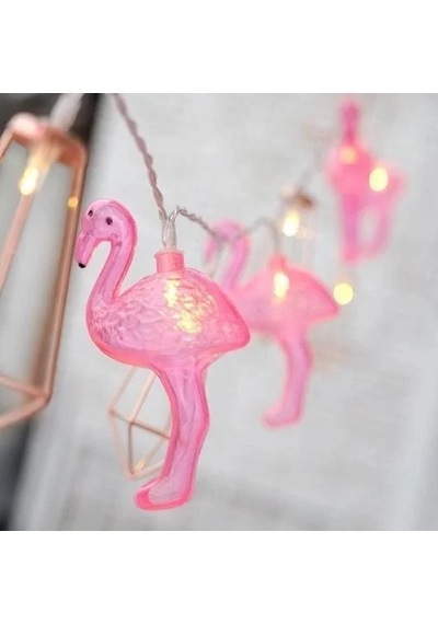 10lu Pilli Led Flamingo Dekoratif Işık Zinciri Aydınlatma 1,5 Mt 100w - Standart Kablo