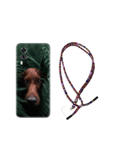 Vivo Y51 Kılıf Rasta Boyun Askılı Flowers Dog 1346