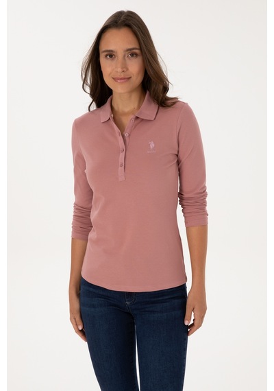U.S. Polo Assn. Kadın Gül Kurusu Basic Polo Yaka Sweatshırt 50307755-VR221