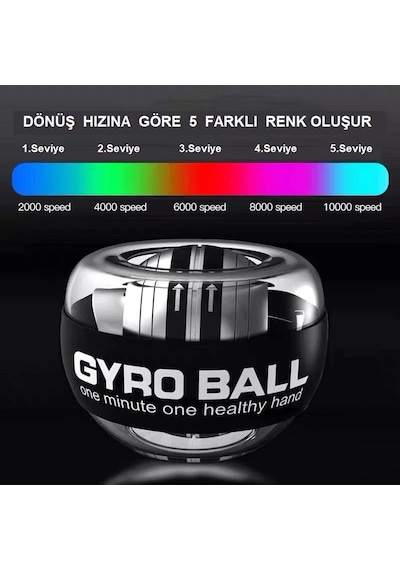 Upway Gyro Ball El ve Bilek Egzersiz Topu - Otomatik Jiroskop Kol Kuvvet Spor Ekipmanı