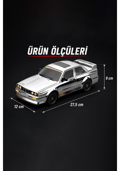 1/16 4wd 50 Km Hızlı E30 Rc Drift Uzaktan Kumandalı Yedek Lastikli Oyuncak Drift Araba Gri