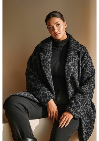 Hanezza Elegan Ve Sıcak Bir Seçim -büyük Beden Leopar Desenli Kaşe Kaban Siyah-leopar - 671074361 Siyah-leopar Hanezza Elegan Ve Sıcak Bir Seçim -büyük Beden Leopar Desenli Kaşe Kaban Siyah-leopar - 671074361 Siyah-leopar