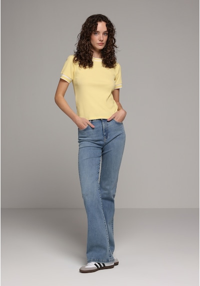 Colin's Colins Slim Fit Yuvarlak Yaka Düz Kadın Sari Kısa Kol Tişört Cl1080063 Q1.v1 Ylw Sarı