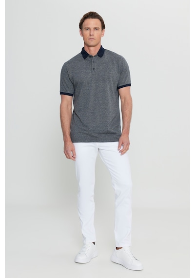 AC&Co / Altınyıldız Classics Erkek Lacı Pamuklu Comfort Fit Rahat Kesim Polo Yaka Jakarlı Tişört Lacı