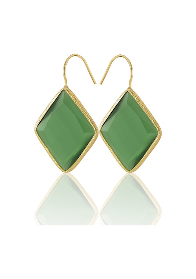 Kadir Jewellery 22 Ayar Altın Kaplama Vintage Küpe -el İşçiliği Ve Hipoalerjenik Küpe Yeşil 25230797