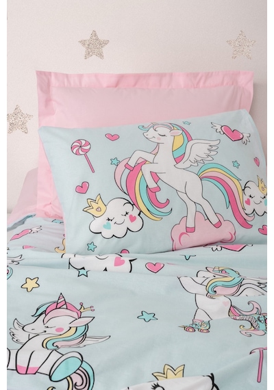 Cotton Box Junior Tek Kişilik Lastikli Çarşaflı Nevresim Takımı Twinka Pembe Çok Renkli
