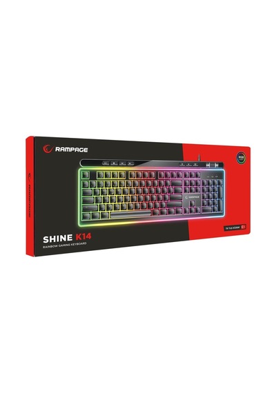 Rampage Shıne K14 Siyah Usb Rgb Backlight Membrane Gaming Oyuncu Klavye Rampage
