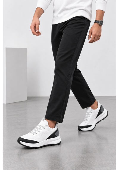 Ht Hotin Cipher Erkek Bağcıklı Günlük Sneaker Spor Ayakkabı Beyaz-siyah