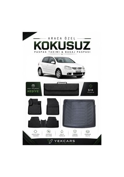 Volkswagen Golf 5 2005 Model Aracınıza Özel 4d Karbonlu Kauçuk Paspas Takımı Ve Bagaj Havuzu