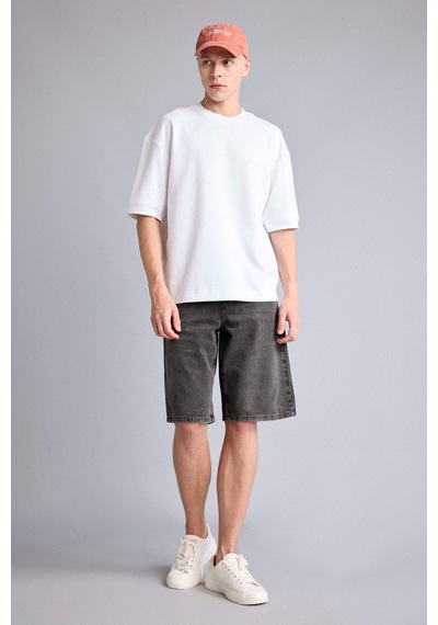 Defacto Loose Fit Bisiklet Yaka Kısa Kollu Ağır Kumaş Basic Beyaz Tişört B4844ax26auwt34 Beyaz-wt34