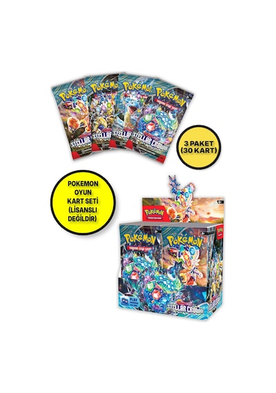 Pokemon Oyun Kartı Tcg Scarlet & Violet Stellar Crown Lisanssız Booster Pack - 3 Paket 30 Kart