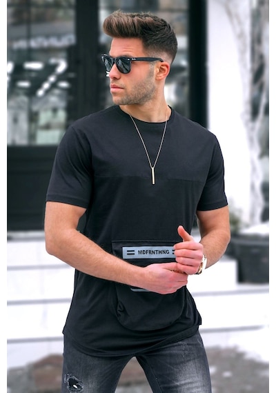 Madmext Madmext Baskılı Siyah T-Shirt 5359-Siyah