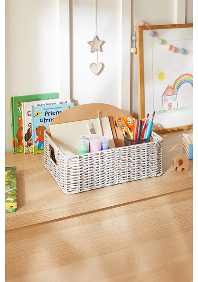 Ocean Home Textile Çocuk Odası Yıkanabilir Gri Pp Rattan Sepet 33 X 23 X 11 Cm