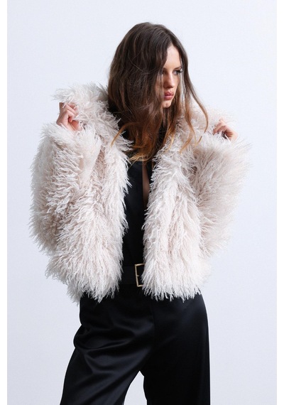 Suud Collection Ekru Suzie Suni Kürk Ceket