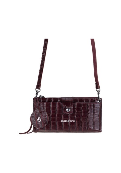 Bloominbag Burgundy Croco Lozan Hakiki Süet Çapraz Askılı Telefon Bölmeli Cüzdan Çanta Bordo