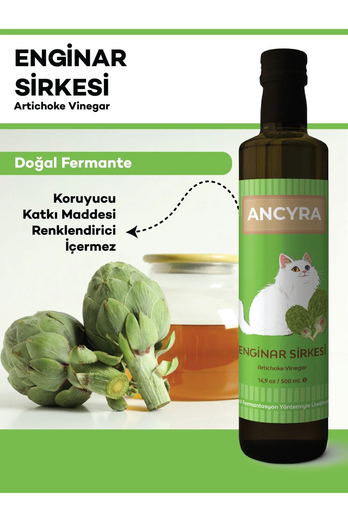 Enginar Sirkesi Doğal Fermante Artichoke Vinegar 500 Ml