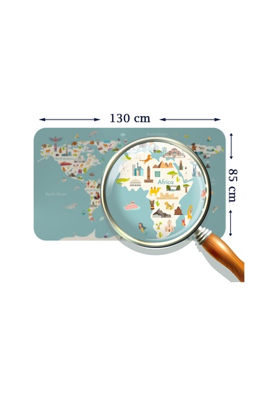 Eğitici Dünya Haritası Dünya Atlası Çocuk Ve Bebek Odası Duvar Sticker-85x130-3786 Çok Renkli