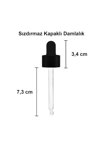 Afracam Şeffaf 50 Ml Kapaklı Dropper Damlalık Cam Şişe 30 Adet Siyah
