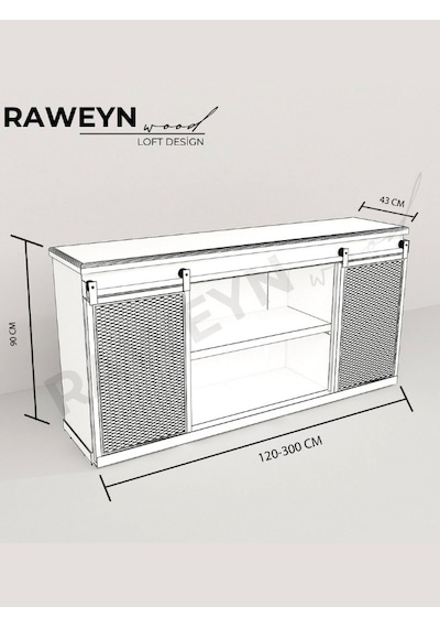 Raweyn Genus Doğal Ahşap Sürgülü Konsol 200cm Açık Ceviz