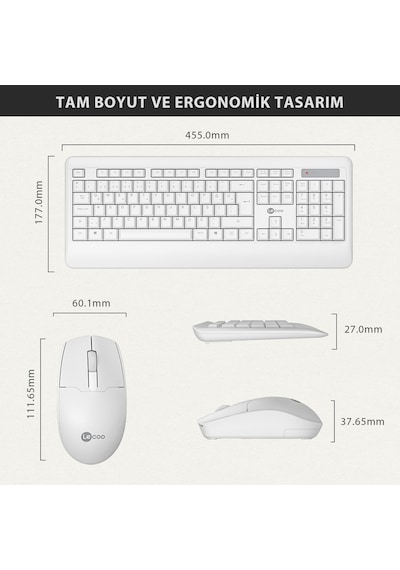 Lecoo Kw202 Kablosuz Türkçe Q Klavye & Mouse Set Optik